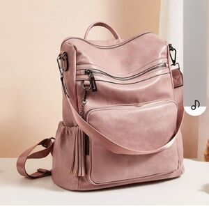 Vegan Leather Pink Women's Backpack/ Carryon/Travel.